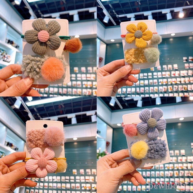 Set 2 Dây Buộc Tóc Gắn Quả Cầu Lông Xù Xinh Xắn Dành Cho Nữ