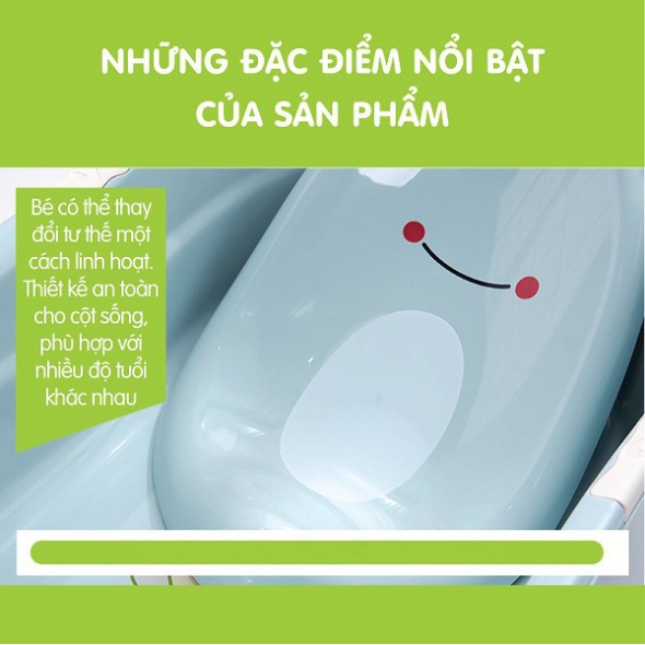 [Chuẩn Hãng]  tắm  gội đầu cho bé hình chú ếch ngộ nghĩnh,có mãng đỡ và van tháo - nhựa Việt Nhật cao cấp