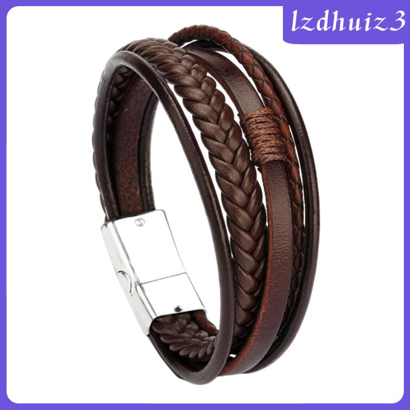 Vòng Đeo Tay Dây Da PU Bện lzdhuiz3 Dành Cho Nam