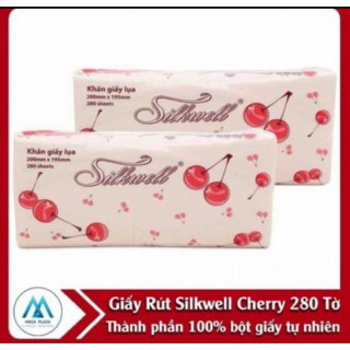Khăn giấy rút silkwell 280 tờ Cherry đỏ