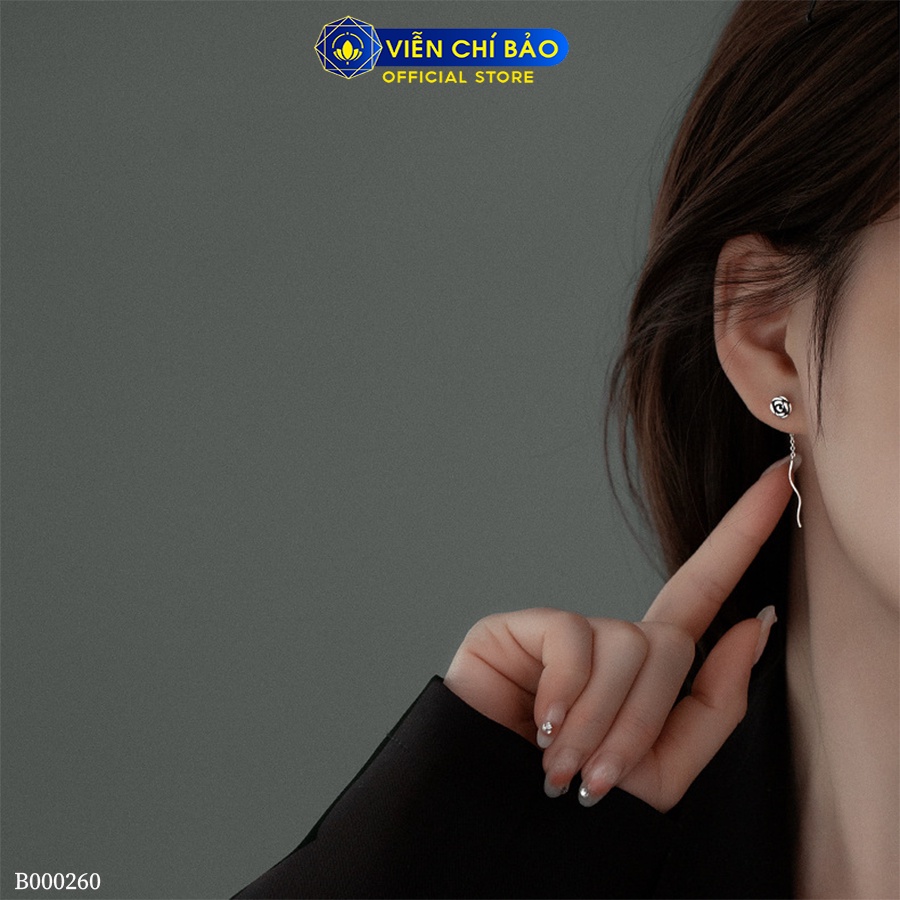 Bông tai bạc nữ Black Rose chất liệu bạc 925 thời trang phụ kiện trang sức Viễn Chí Bảo B000260