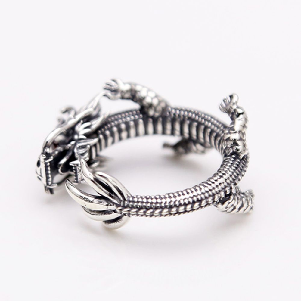 Nhẫn đeo tay kim loại hình đầu rồng vintage cho nam