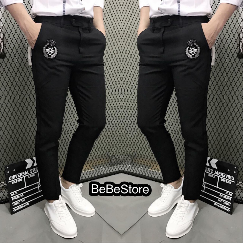 Quần Âu đen thêu ong