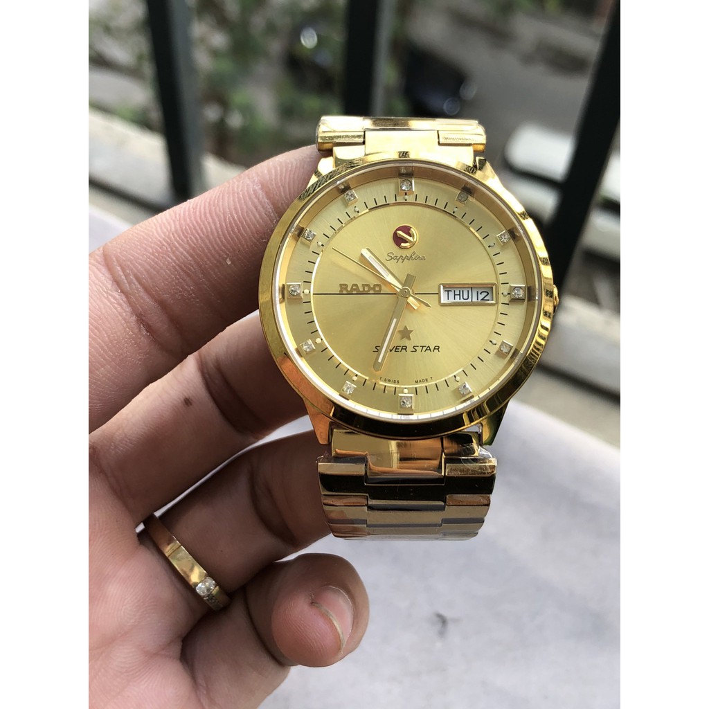 Đồng hồ nam  đồng hồ máy nhật vỏ vàng mặt vàng