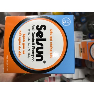 1 hộp gồm 20 gói dầu gội chống gàu Selsun 5ml