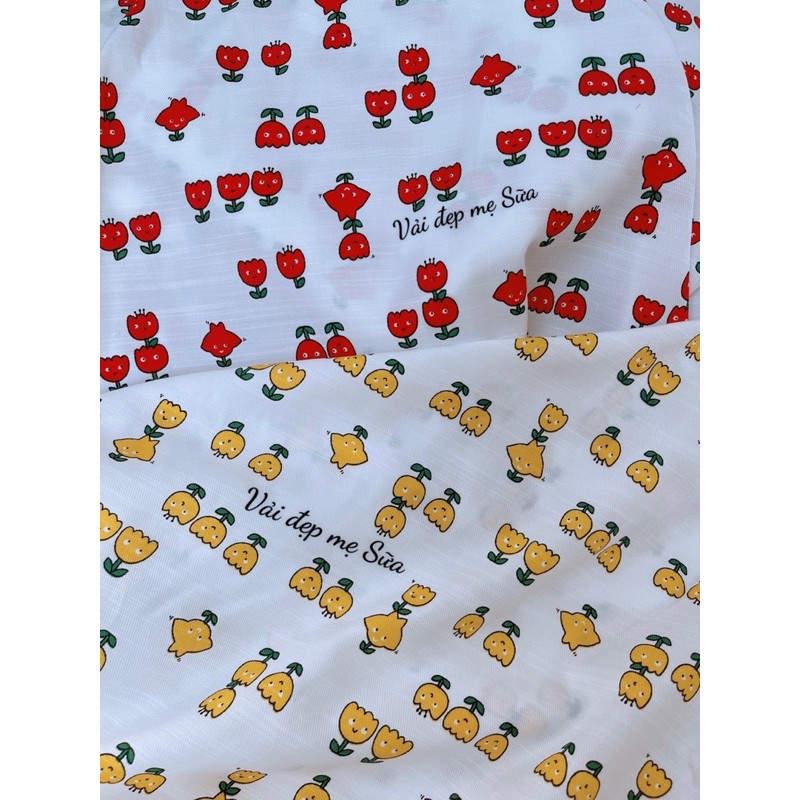 vải đũi mịn mát chậu hoa cute