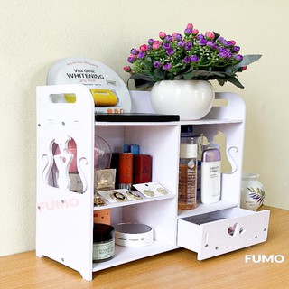 Kệ đựng mỹ phẩm mini đa năng 2 con mèo dễ thương gỗ nhựa PVC cao cấp FUMO SP004