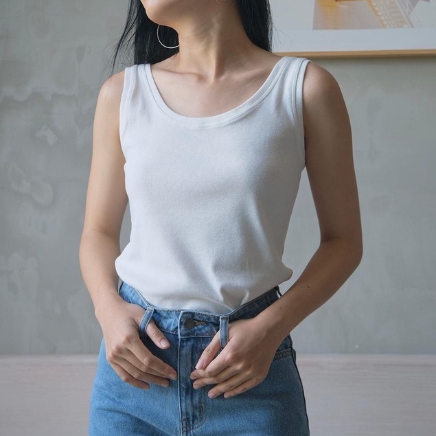 Áo Ba Lỗ Nữ Cổ Tròn Trắng, Đen - RTT - Hashtagem ( freesize dưới 55kg)