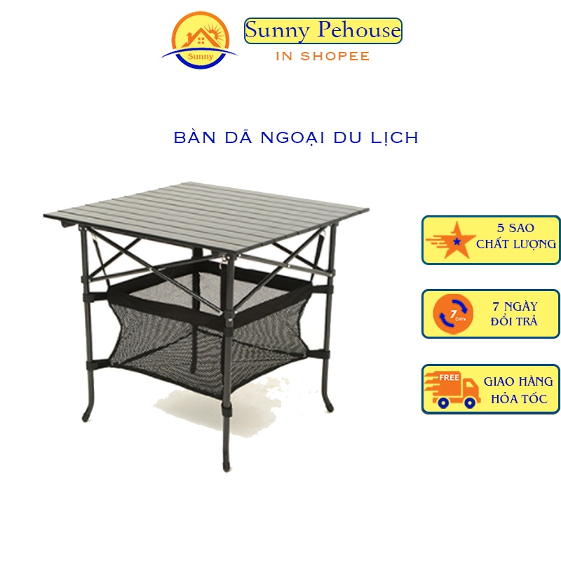 Bàn dã ngoại di động ⚡ 𝗙𝗥𝗘𝗘 𝗦𝗛𝗜𝗣 ⚡ Bàn xếp gấp gọn du lịch size lớn mặt kim loại chắc chắn