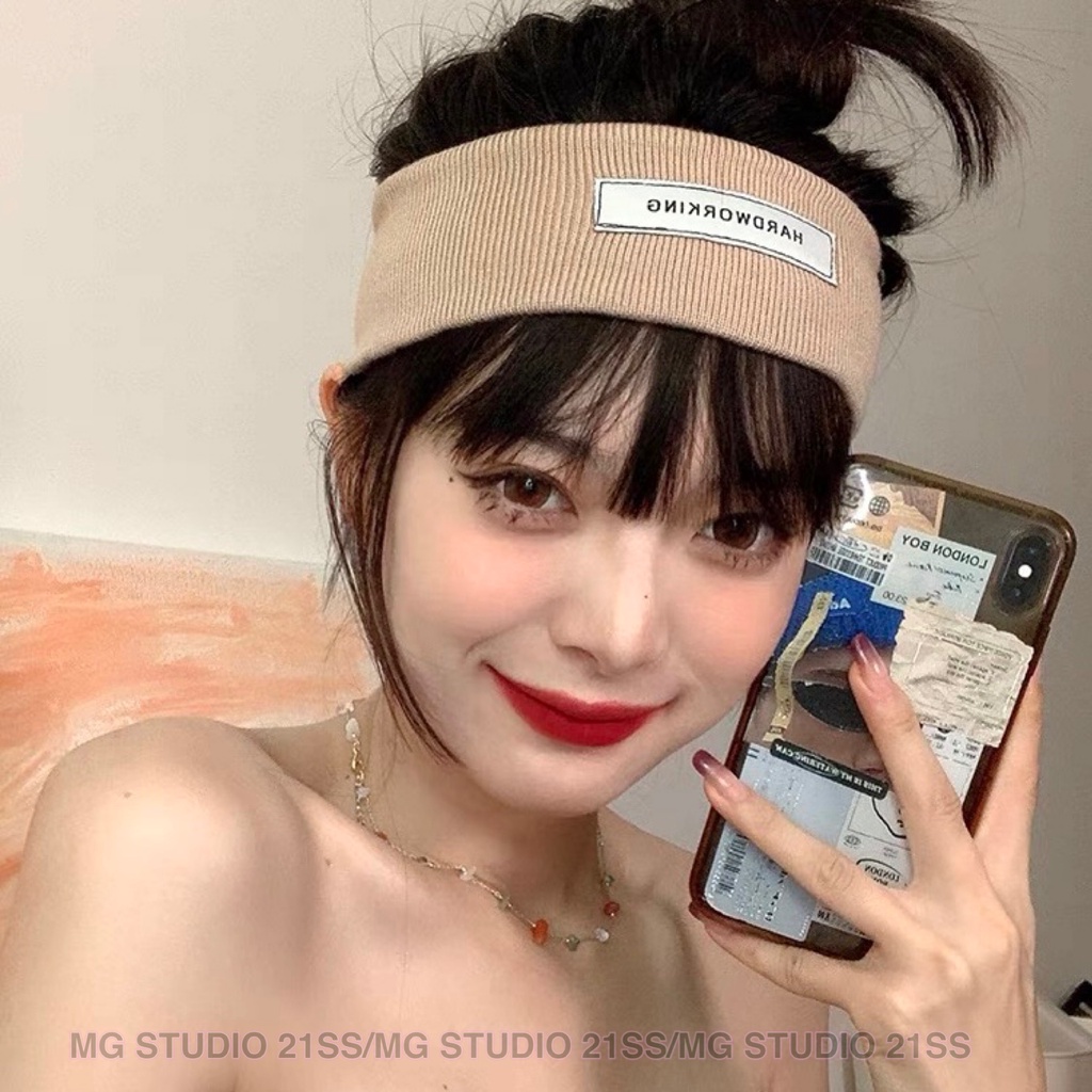 Băng Đô MG Studio Thêu Chữ HARDWORKING Đơn Giản Thời Trang