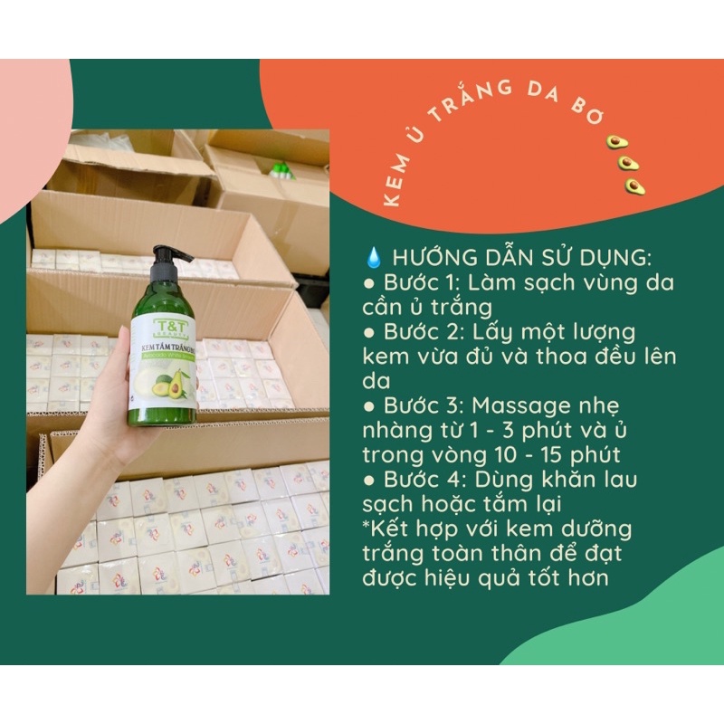 Kem ủ trắng da toàn thân Bơ T&T beauty giúp làm trắng da body cấp tốc 330ml - Whitening Body Cream