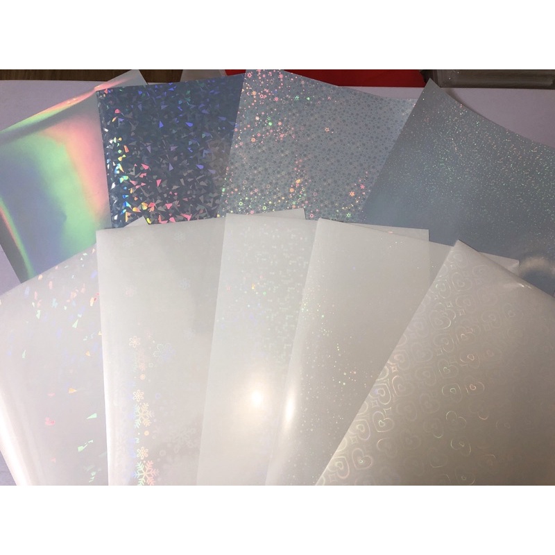 Giấy dán decal A4 hologram lấp lánh chống nước làm sticker, nhãn dán, thẻ bài, business card, màn cán,