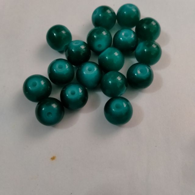 50gam Hạt đá thủy tinh xanh 10mm