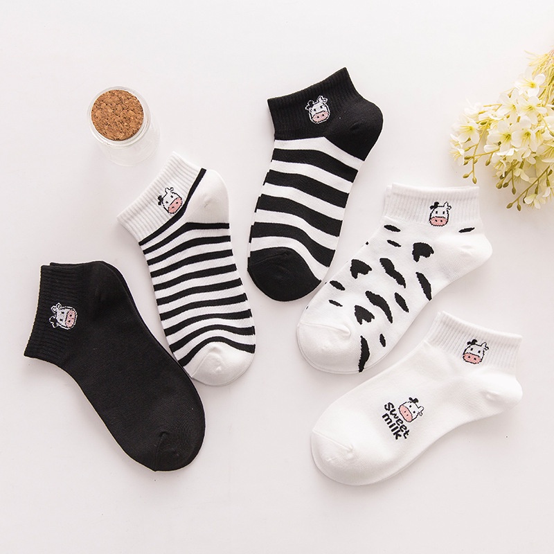 Tất Nữ Cổ Ngắn Phong Cách Hàn Quốc Họa Tiết Dễ Thương, Cute, Đáng Yêu Dễ Phối Đồ
