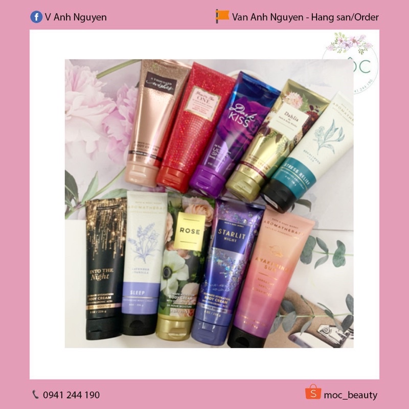 Dưỡng thể - Body Cream Bath and body works các mùi - fullsize 226g