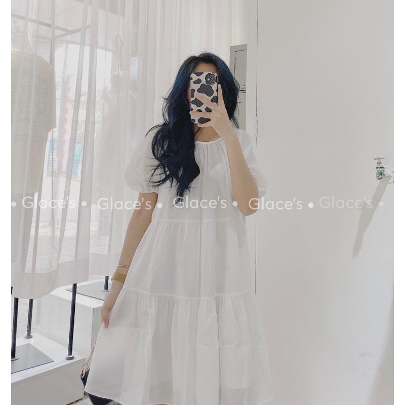 [HOT TREND- ẢNH THẬT] Váy Babydoll dáng xoè tầng⚡ [FREESHIP] ⚡tay bồng, chất liệu voan tơ, phong cách ulzzang Hàn Quốc