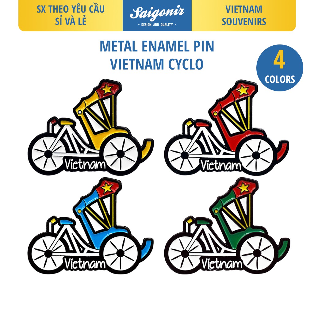 Pin Cài Áo Xích Lô Saigonir-Huy Hiệu-Ghim Cài Áo, Mũ, Balo, Túi Xách-Enamel Pin-Vietnam Souvenir-Quà Lưu Niệm Việt Nam