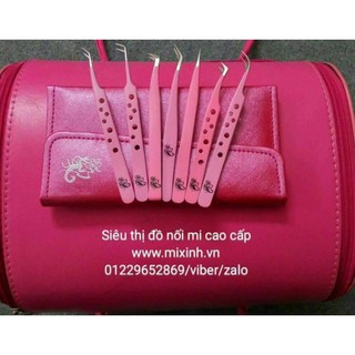 bộ nhíp nối mi màu hồng