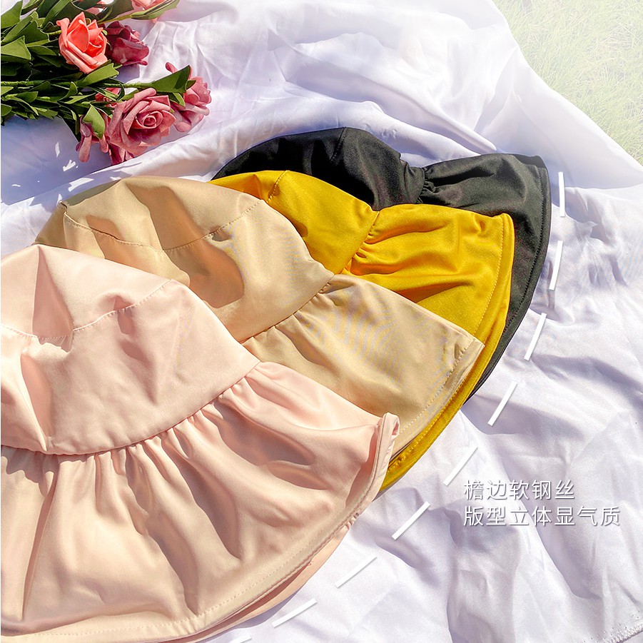 Nón Tai Bèo Vành Rộng Màu Trơn Chống Tia UV Thời Trang Mùa Hè Cho Nữ