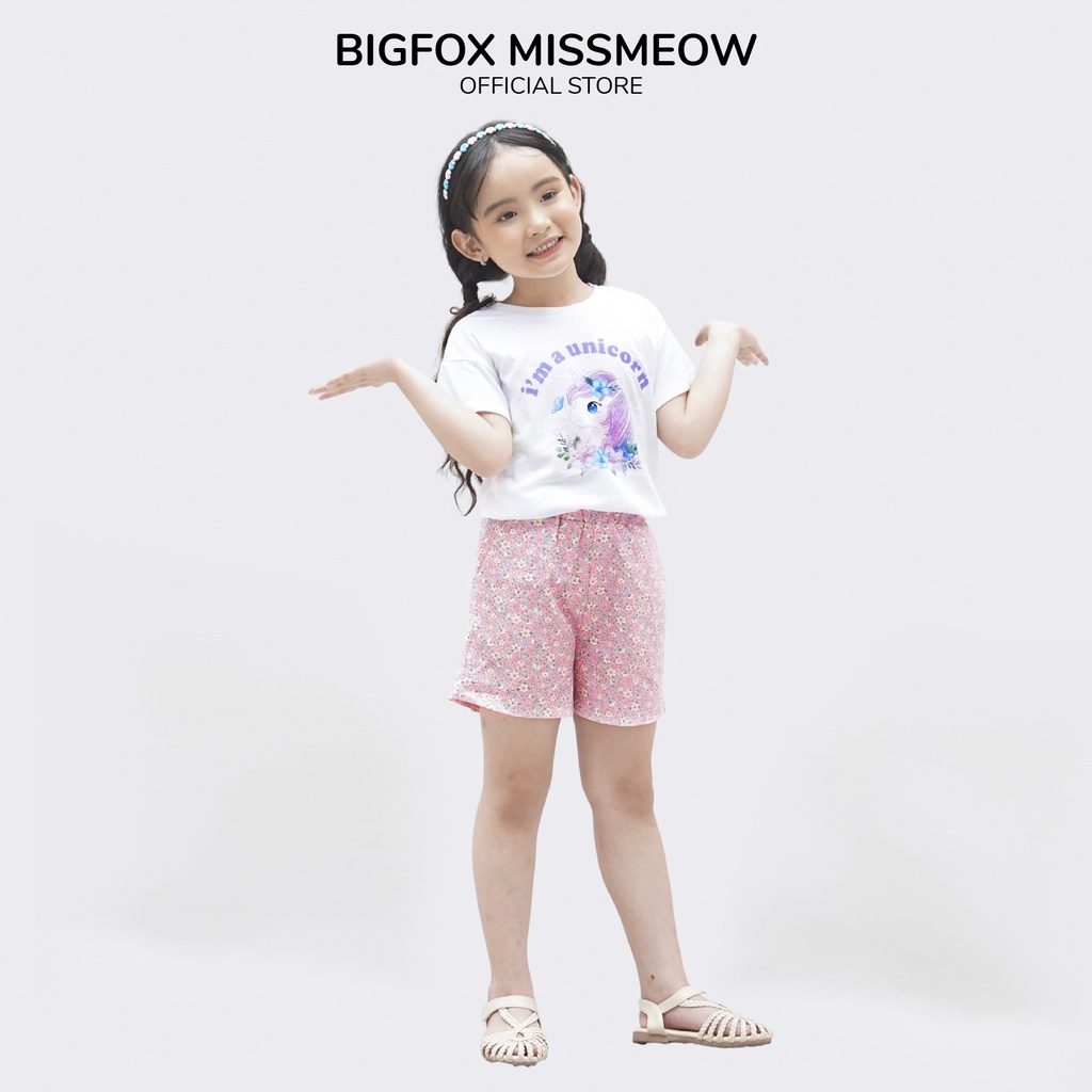 Bộ bé gái Bigfox - Miss Meow mùa hè chất liệu cotton mềm mịn hình in kỳ lân size trẻ em 3,4,5,6,7,8,9,10,11 tuổi