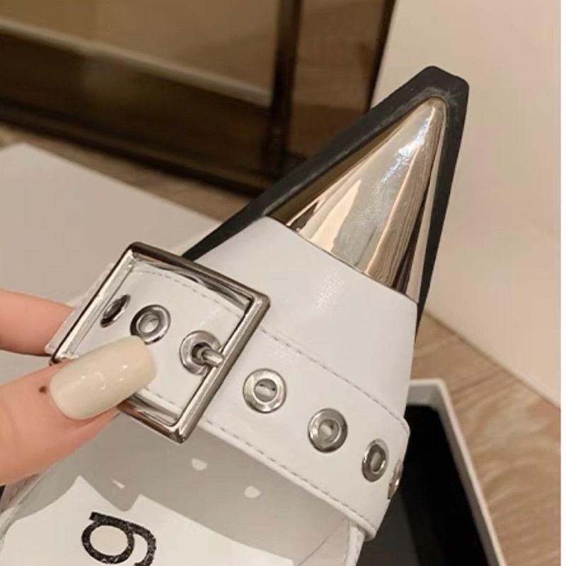 GIÀY CAO GÓT NỮ MŨI NHỌN KIM LOẠI ĐẾ 6cm 8cm 10cm HAI QUAI XÍCH CAO CẤP