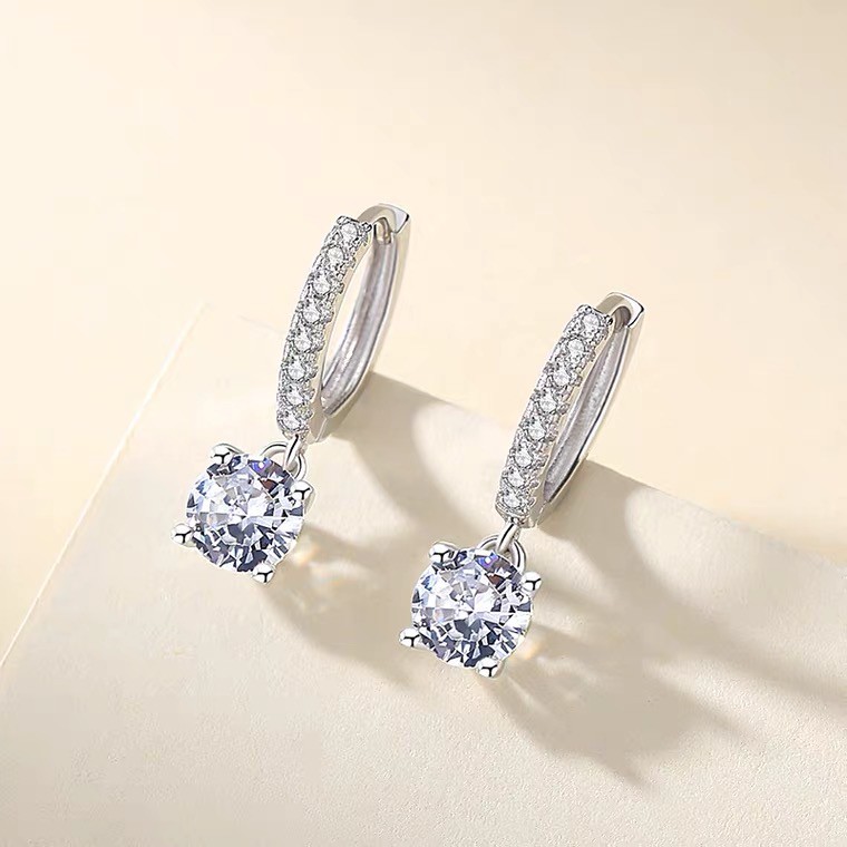 Khuyên tai Swarovski bạc ý 925 mạ vàng trắng 18k DCECO2 CECY