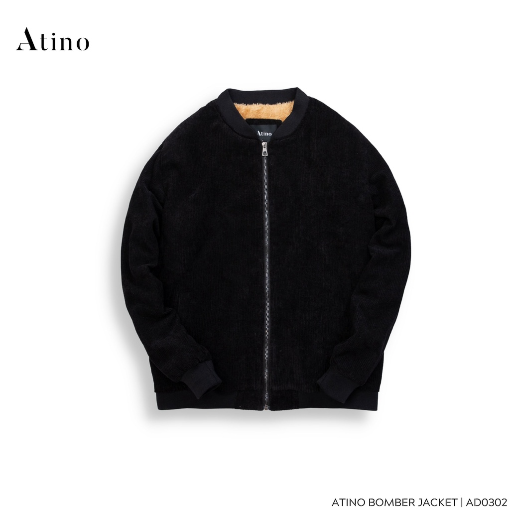 Áo Khoác Bomber Nam BONUT ATINO Vải Nhung Tăm Lót Lông Cừu Cao Cấp Ấm Áp Form Regular AD0302