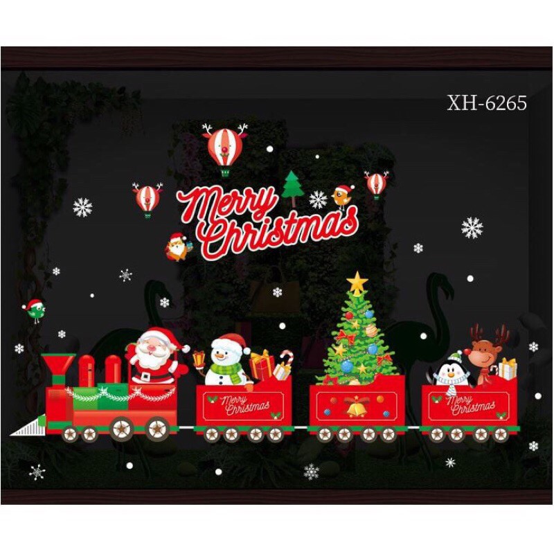 decal Noel ông già kéo xe lửa