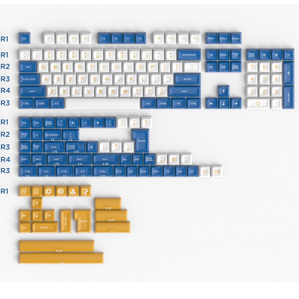 Hồ sơ Aifei SA PBT Keycaps Double Shot 172 Phím Bộ Bàn phím cơ bố trí ANSI & ISO cho Cherry MX Switch