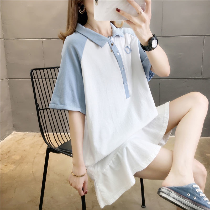 Đầm Cổ Polo Dáng Rộng Ngắn Phong Cách Preppy Thời Trang Mùa Hè 2022 Mới Mẻ Dành Cho Bạn Nữ 145