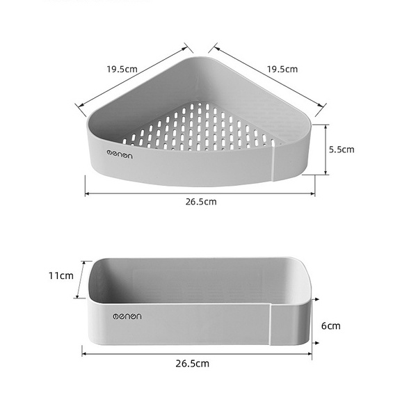 Combo 2 Kệ Góc Để Đồ Nhà Tắm OENON Dán Tường Gạch Men, Giá Để Dầu Gội, Sữa Tắm , Gia Vị Nhà Bếp