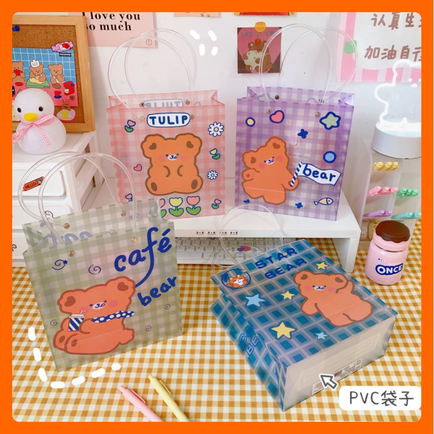 Túi đựng quà hình cute dễ thương - giỏ đựng đồ nhựa PVC trong cao cấp dùng được nhiều lần