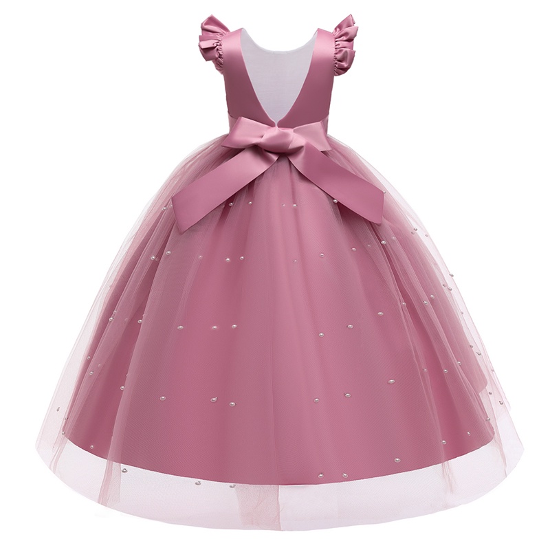 Đầm dự tiệc MQATZ hở lưng đính nơ xinh xắn cho bé gái 4-14 tuổi