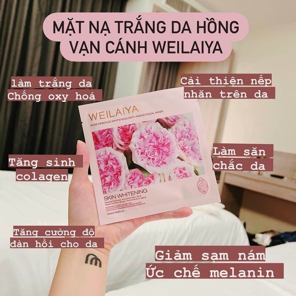 Mặt nạ Weilaiya trắng da cánh hoa hồng và tái sinh cỏ vạn năm 28g