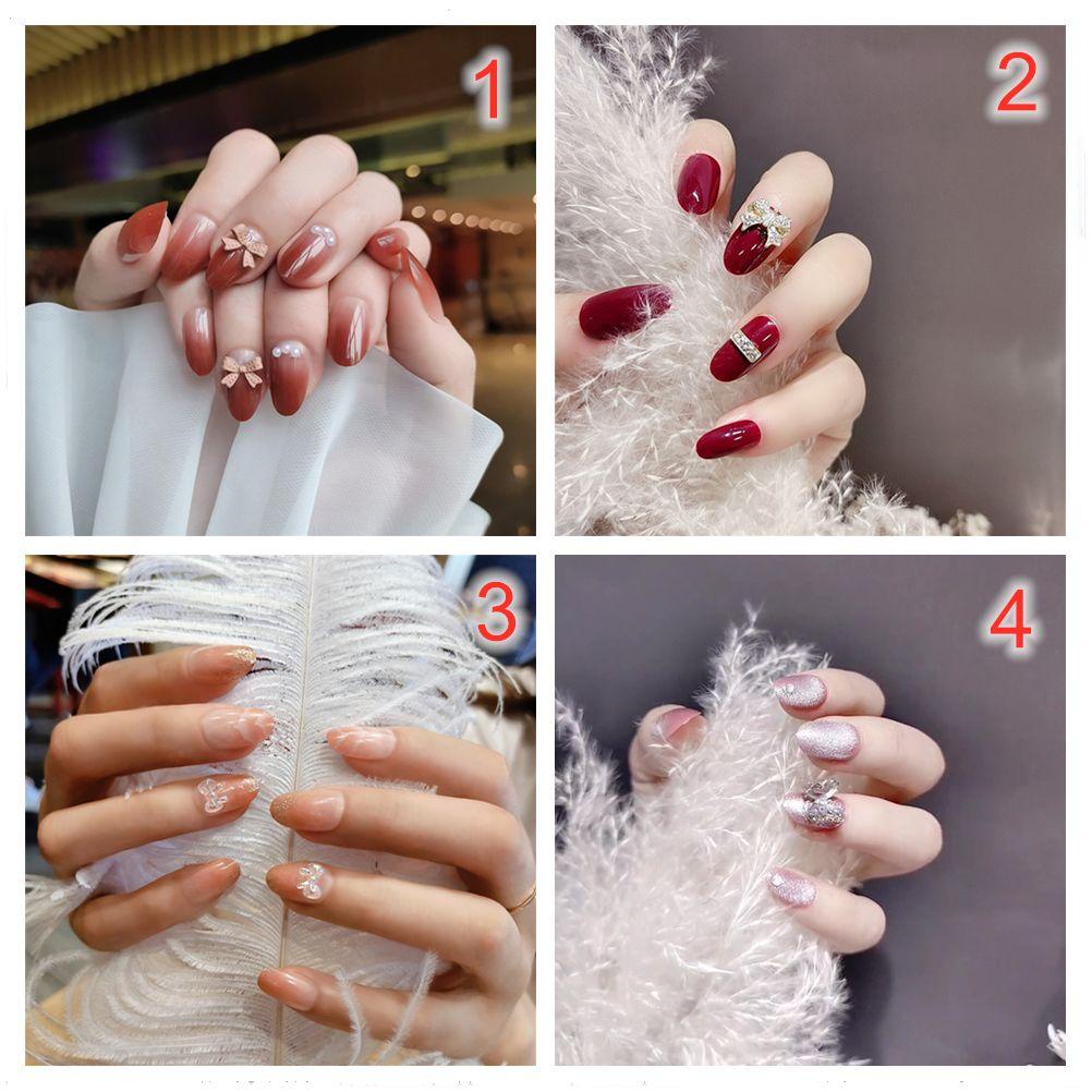NIUYOU Bộ 24 Móng Tay Giả Hình Bướm Có Thể Tháo Rời