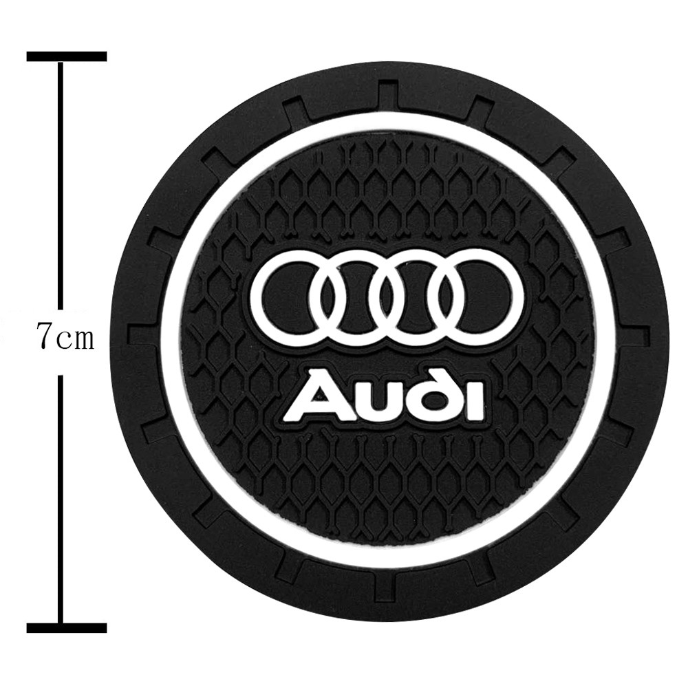 Auto sport 7cm Diameter Oval Tough Car Logo Vehicle Travel Auto Cup Holder Insert Coaster Can 2 Pcs for Audi Accessories