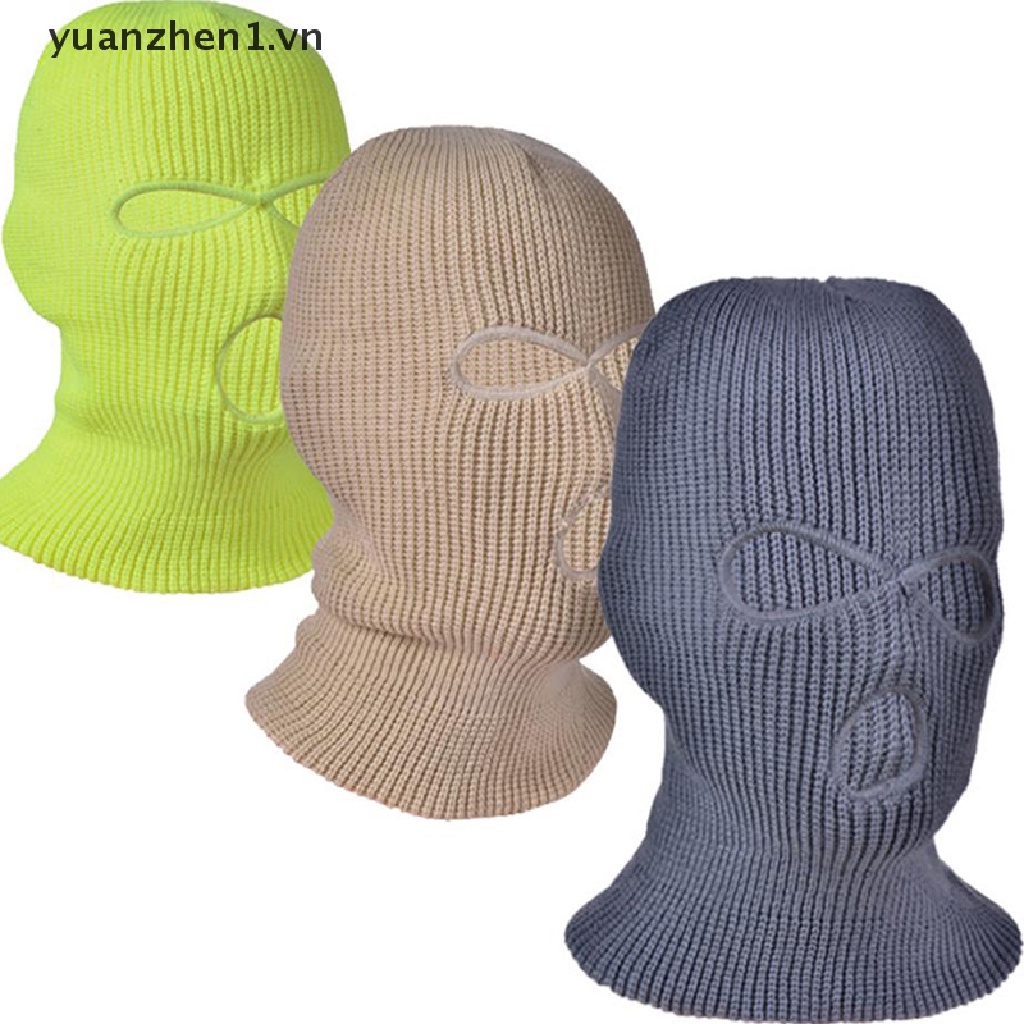 Mũ beanie trùm đầu che phủ mặt thiết kế khoét 3 lỗ giữ ấm mùa đông tùy chọn màu sắc