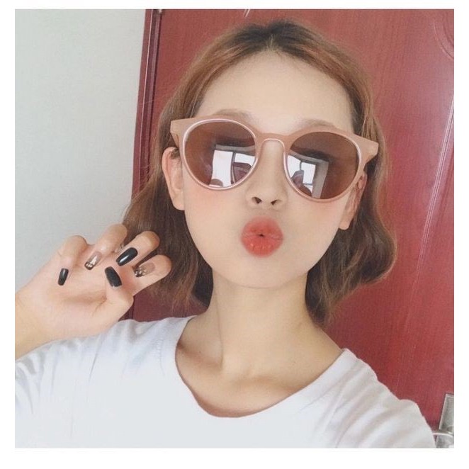 Kính Ulzzang Gọng Tròn Hàn Quốc Xì tin - Kính Dâm Màu Nâu Cho Bạn Gái Dễ Thương - MÃ 108