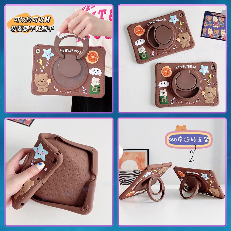 Ốp Máy Tính Bảng Silicon Mềm Chống Sốc Có Giá Đỡ Xoay 360 Độ Cho Samsung Galaxy Tab A8 10.5 SM-X200 X205 X207 A7 Lite 8.7 T220 T225 10.4 T500 T505 T507 A 8.0 T290 T295 T297 S6 Lite P610 P615 P613 P615 10.1 T510