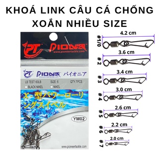 Bộ móc khoá ma ní câu cá Pionner nhiều size, móc khoá linh chống xoắn câu sông hồ dịch vụ câu biển siêu bền