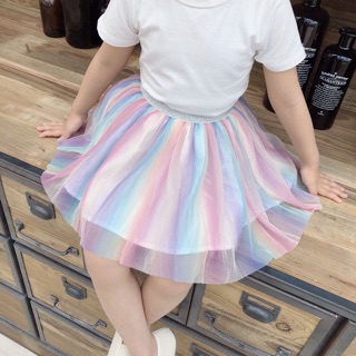 Chân váy cầu vồng (sẵn hàng, ảnh thật)