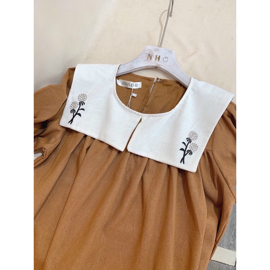 ÁO NÂU TÂY CỔ THÊU ĐŨI XINH ( ảnh thật )