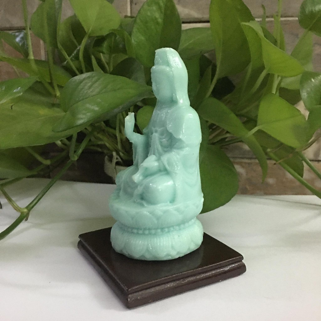 Tượng Quan Âm màu xanh ngọc cao 12 cm chỉ 69k