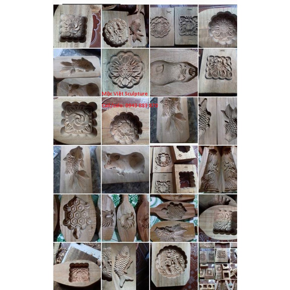 Khuôn bánh gỗ hoa rối - 1 Thọ