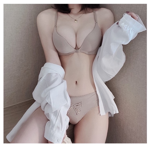 Áo Lót Su Non Cài Trước Không Gọng Phối Nơ Xinh Sau Lưng