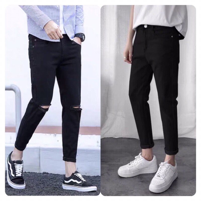 Quần vải jean bò baggy nam nữ co giãn hàng Quảng Châu phong cách Hàn Quốc sành điệu style năm 2021