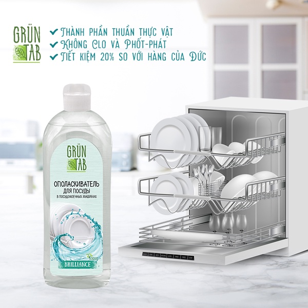 Nước làm bóng chén đĩa GRUN TAB Brilliance dùng cho máy rửa bát 750ml - BioTopcare Official
