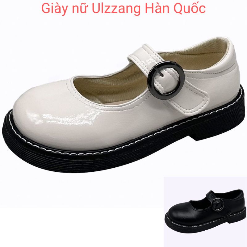 Giày Mary Jane, giày học sinh phong cách Nhật Bản 3 màu đen bóng đen nhám trắng