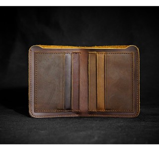Ví da nam handmade làm từ da bò thật nguyên tấm có độ bền trên 5 năm, ví đứng tối giản