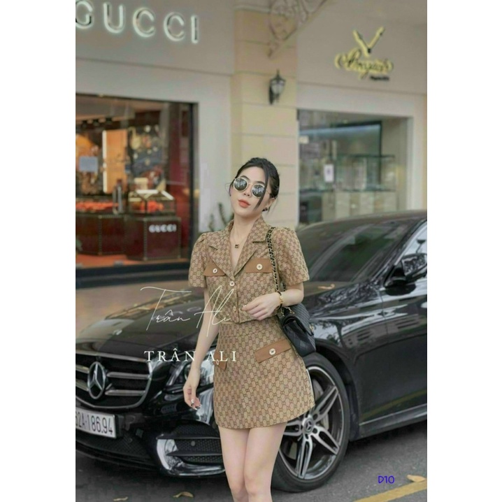 (Free Ship) SÉT FORD VÁY IN ÁO VEST CROPTOP PHỐI VÁY MẶC ĐI CÔNG SỞ CỰC SANG CHẢNH LỊCH SỰ UP Shop VLTN